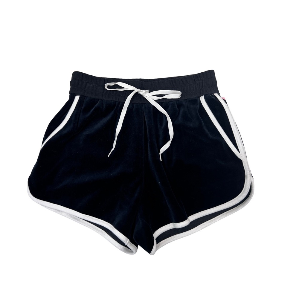Tuckernuck Velour Shorts Womens XS Black Excellent Contrast Trim Dolphin Sporty
